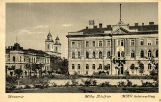 Kolozsvár, Hitler Adolf tér, MÁV üzletvezetőség / square, railway system office (fa)
