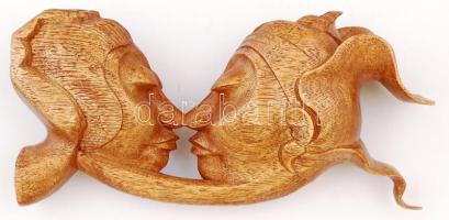 Fejek, fa kisplasztika, m:24 cm