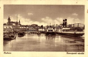 Mohács, Dunapart, templom, kikötő, SS Deák Ferenc (EK)