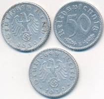 Német 3. Birodalom 1939E 50pf Al + 1939F 50pf Al + 1941E 50pf Al T:2-,3,3- ütésnyom,ph. German Third Reich 1939E 50 Pfennig Al + 1939F 50 Pfennig Al + 1941E 50 Pfennig Al C:VF,F,VG ding,edge error