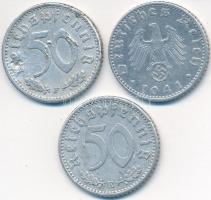 Német 3. Birodalom 1939E 50pf Al + 1939F 50pf Al + 1941E 50pf Al T:2-,3,3- ütésnyom,ph.
German Third...