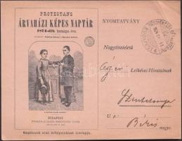 1874 Protestáns árvaházi képes naptár 1874-dik közönséges évre. 12x15,5cm