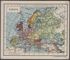 cca 1900 Reklámkártya "Európa" térképpel. "Kopps weltatlas" Verlag Paul Klostermann, München. 8,5x9,5cm