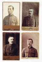 cca 1910-1916 4 db katonákat ábrázoló keményhátú fotó, 7x10 cm