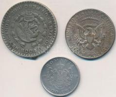 Románia 1942. 200L Ag + Mexikó 1962. 1P Ag "Függetlenség" + Amerikai Egyesült Államok 1969...