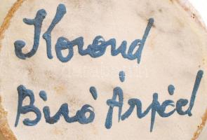 2 db korondi kerámia bögre, mázhibával, jelzett, m: 10 cm, d: 10 cm