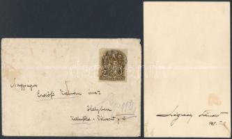 Légrády Sándor (1906-1987) festő, ötvösművész, bélyegtervező. Aláírása az általa tervezett üdvözlő lapon, illetve a borítékon.   Minden idők egyik legnagyobb magyar bélyegtervezője volt, akinek tervei alapján közel 50 éven át (1932 és 1980 között) jelentek meg magyar bélyegek. Ő tervezte még a Magyar Népköztársaság új címerét, az úgynevezett Kádár-címert is 1957-ben.