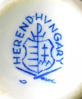 Herendi virágmintás porcelán mini váza, mázhibával, jelzett, m: 6,5 cm