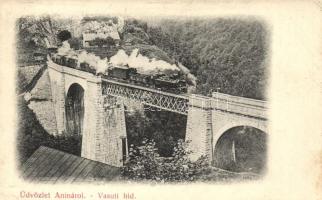 Anina, Stájerlakanina; vasúti híd, gőzmozdony / railway bridge, viaduct, steam-engine (EK)