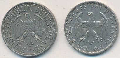 Német 3. Birodalom 1935A 1M Ni + NSZK 1956F 1M Ni T:2,2-
German Third Reich 1935A 1 Mark Ni + FRG 19...