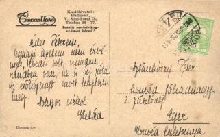 Budapest, Duna part, Királyi vár, gőzhajó, trafik, hátoldalon Érdekes Újság reklám (EK)