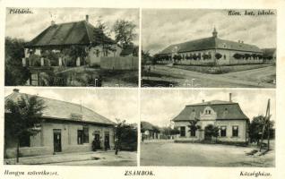 Zsámbok, Plébánia, Római katolikus iskola, Hangya üzlet, Községháza