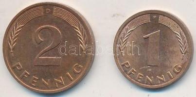 NSZK ~1950-1990. 1Pf (53x) + ~1960-1990. 2Pf (33x) T:2 FRG ~1950-1990. 1 Pfennig (53x) + ~1960-1990. 2 Pfennig (33x) C:XF