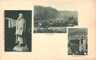 Brassó, Kronstadt; Evangélikus templom, szobor / church, statue