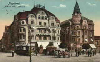 Nagyvárad, Fekete Sas szálloda, villamos, Vigadó Mozgó / hotel, tram