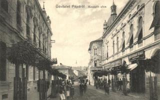 Pápa, Kossuth utca, Löwenstein M. Miksa, Altmann Bernát és Gedey József üzlete