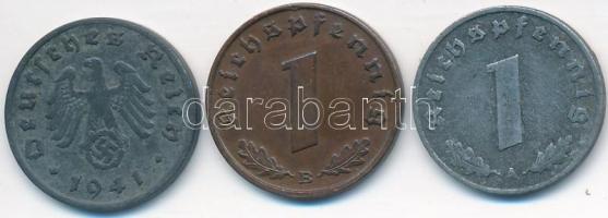 Német 3. Birodalom 1939B 1pf Br + 1941E 1pf Zn + 1942A 1pf Zn T:2,2-,3 German Third Reich 1939B 1 Pfennig Br + 1941E 1 Pfennig Zn + 1942A 1 Pfennig Zn C:XF,VF,F