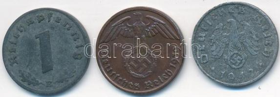 Német 3. Birodalom 1939B 1pf Br + 1941E 1pf Zn + 1942A 1pf Zn T:2,2-,3
German Third Reich 1939B 1 Pf...
