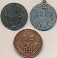 Bozó Gyula (1913-2004) 1991. "60 éves a magyar óceánrepülés Endresz György - Magyar Sándor / Harbour Grace - Bicske" Br emlékérem (43mm) + 1956. "Magyar Önkéntes Honvédelmi Szövetség" Br díjérem. Szign.: Szentesy + ~1950. Öttusa fém díjérem. Szign.: Szentesy T:1-,2