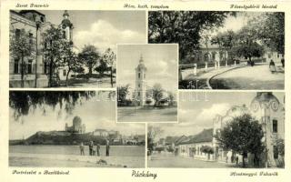 Párkány, Szent Imre tér, Római katolikus templom, Főszolgabírói hivatal, bazilika, Hontmegyei takarék / square, church, office, savings bank