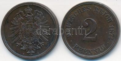 Német Birodalom 1874G 2pf Cu + 1875A 2pf Cu T:2,2-
German Empire 1874G 2 Pfennig Cu + 1875A 2 Pfenni...