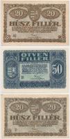 1920. 20f (2x) eltérő színváltozat + 50f T:I-,II
