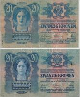 1913. 20K (2x) I. kiadás + II. kiadás T:III