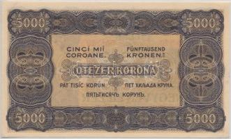 1923. 5000K T.W nyomdahely jelöléssel "40 FILLÉR NEGYVEN FILLÉR" felülbélyegzéssel T:II-,I...