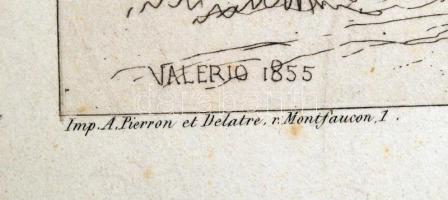 cca 1855 Valerio, Theodore (1819-1879): Pusztai életképek: "A gulyás készítése" Rézkarc: I...