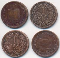 1881-1892KB 1Kr Cu (4xklf) T:2-,3