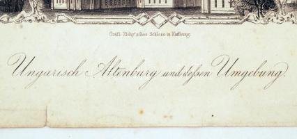 cca 1853 Reschka: Mosonmagyaróvár. Hétosztatú acélmetszet. A díszes kereten belül középen egy főkép,...