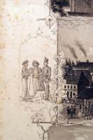 cca 1853 Reschka: Mosonmagyaróvár. Hétosztatú acélmetszet. A díszes kereten belül középen egy főkép,...