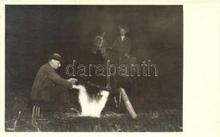 Hortobágy, csikósok a tűznél, este photo