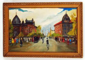 Berekes jelzéssel: Utca részlet. Olaj, fa lemez, keretben, 35×55 cm