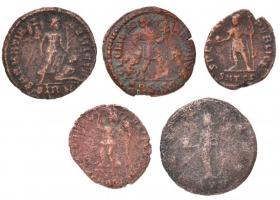 Római Birodalom 5db-os kisbronz tétel, közte "I. Constantinus", "I. Valentinianus&quo...