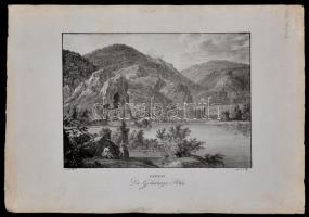1824 F. Wolf: Bánnáti metszetek: A Golubatzer barlang. Imperial fólió. Rézmetszet. 57x39,5cm / Bannat etching