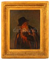 Horváth jelzéssel: Pipázó. Olaj, fa lemez, keretben, 70×50 cm