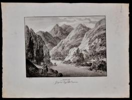 1824 F. Wolf: Bánnáti metszetek: Ó Orsova környéke. Imperial fólió. Rézmetszet. 57x39,5cm/ Bannat etching