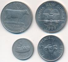 Vegyes: Guernsey 1968. 10p CuNi + 1982. 5p CuNi + Fiji-szigetek 1977. 5c CuNi + Pápua Új-Guinea 1999. 20t CuNi T:2,2- Mixed: Guernsey 1968. 10 Pence CuNi + 1982. 5 Pence CuNi + Fiji Islands 1977. 5 Cents CuNi + Papua New Guinea 1999. 20 Toea CuNi C:XF,VF