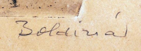 Boldizsár István (1897-1984): Balaton. Rézkarc, papír, jelzett, üvegezett keretben, 16×24 cm