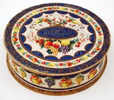 Kugler-Gerbaud Henrik Cukrászda papír dobozkája, d: 13 cm, m: 4 cm