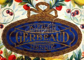 Kugler-Gerbaud Henrik Cukrászda papír dobozkája, d: 13 cm, m: 4 cm