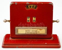 Régi fém naptár, nem működik, 10x7,5 cm