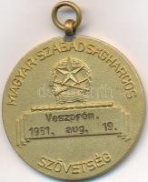 1951. "Magyar Szabadságharcos Szövetség - Veszprém 1951. augusztus 19." motoros, aranyozott bronz díjérem (40mm) T:2