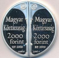 2000. 2000Ft Ag "Lórántffy Zsuzsanna / Sárospatak"(2x) 2db félkör alakú T:PP