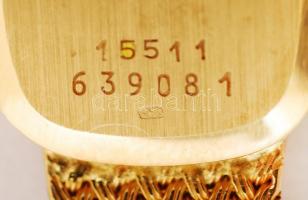 cca 1980 Tudor márkájú (Rolex) 14 karátos női arany karóra, arany szíjjal, jelzett felhúzókoronával,...