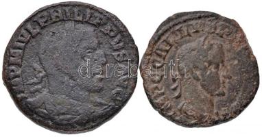 Roman Empire / Viminácium / I. Philippus 244-249. Sestertius Br (18.06g) + Trebonius Gallus 251-253. AE 25mm Br (10.17g) T:3 Roman Empire / Viminacium / Philippus I 244-249. Sestertius Br "IMP M IVL PHILIPPVS AVG / P M S C-OL VIM - AN VIII" (18.06g) + Trebonius Gallus 251-253. AE 25mm "[IM]P C GALLVS P [FELIX AVG] / [P N S C-OL] VI/ AN XII" (10.17g) C:F AMNG 1/104., Moushmov 56.