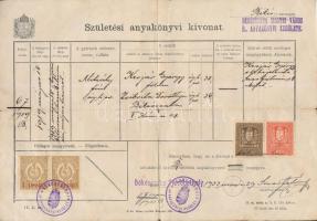 1933 Okmány felülnyomott Békéscsaba városi illetékbélyegekkel