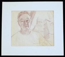 Olvashatatlan jelzéssel: Soros György. Ceruza, papír, jelzett, paszpartuban, 23x19 cm