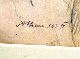 Olvashatatlan jelzéssel: Soros György. Ceruza, papír, jelzett, paszpartuban, 23x19 cm